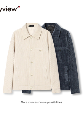 Anyview男装休闲外套翻领钮扣灯芯绒保暖单排扣夹克V2231J6013