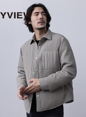 ANYVIEW专柜同款休闲衬衫式羽绒服薄款修身短款高端男士翻领外套