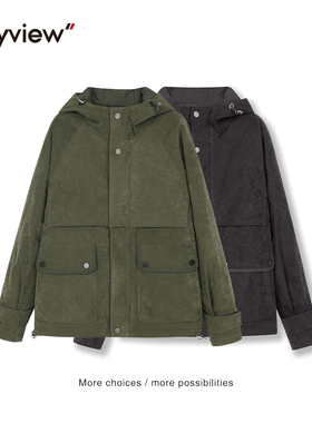 Anyview男装复古仿鹿茸羽绒服纯色连帽青年外套保暖夹克2151L2002