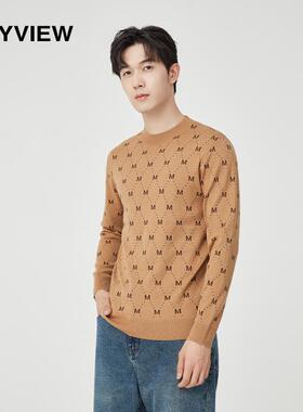 ANYVIEW专柜同款圆领针织衫亲肤修身字母平版毛衣外穿内搭时尚