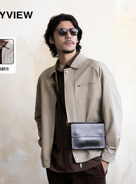 Anyview服饰春秋季新款轻熟风拉链设计工装夹克男士翻领外套