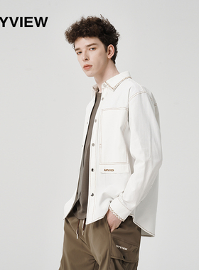 ANYVIEW衬衫式牛仔夹克男士外套潮版秋季新款休闲上衣外套学生