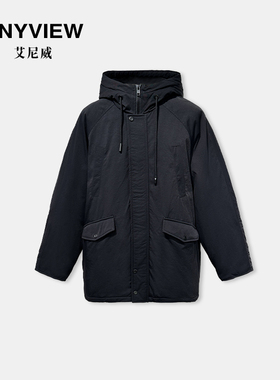 Anyview专柜同款男士羽绒服宽松工装连帽短款新国际90绒青年保暖