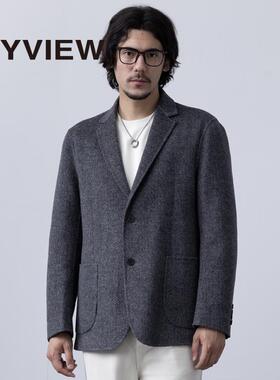 ANYVIEW专柜同款休闲毛呢西装外套轻商务两粒扣时尚品质修身高级