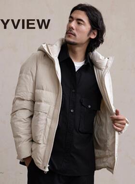 ANYVIEW专柜同款男士短款羽绒服连帽休闲加厚保暖纯色简约大学生