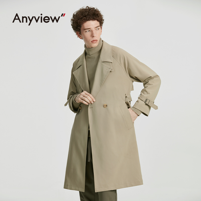 Anyview英伦风中长款春秋季风衣