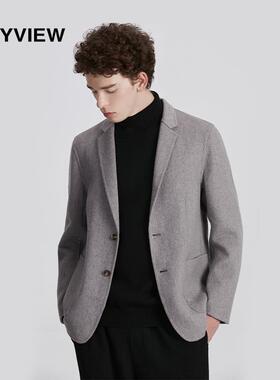 Anyview专柜同款呢子料秋休闲便西高档外套商务小西装绅士两粒扣