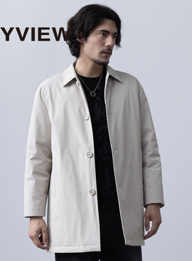 ANYVIEW专柜同款羽绒服宽松翻领羽绒服简约时尚英伦风钮扣复古