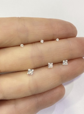 2021新款长款鼻钉白色方形锆石多规格可选隐形耳骨钉男女百搭