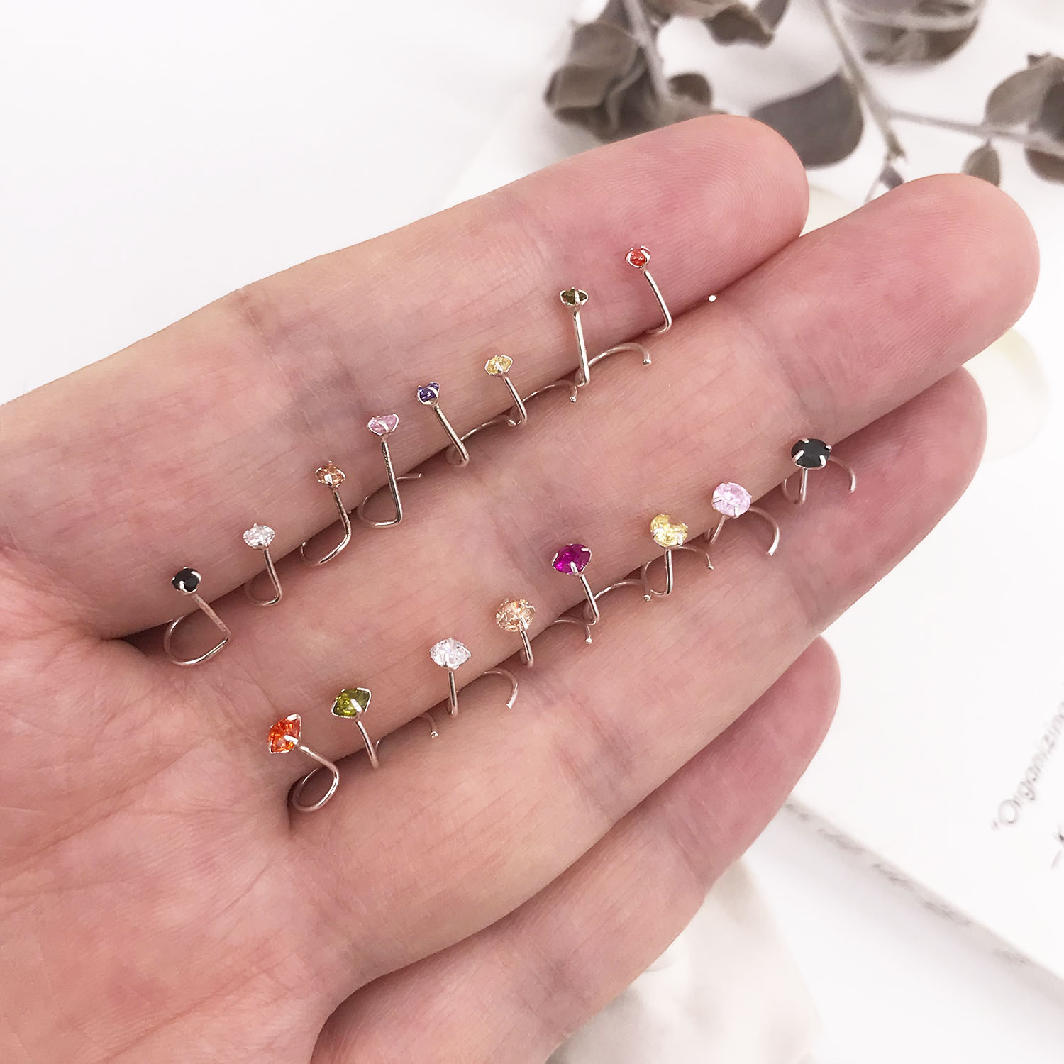 韩国潮男女生个性弯杆鼻钉S形鼻环925纯银防过敏弯曲鼻饰不会掉潮