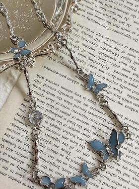 炫彩少女复古甜酷蓝锁骨链钛钢