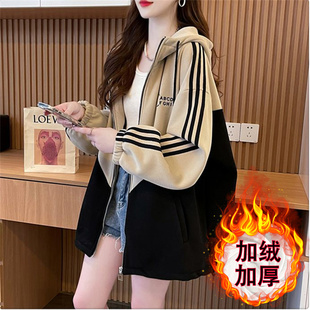 纯棉秋冬季新爆款加绒开衫初高中学生大童厚外套流行时尚潮牌女装