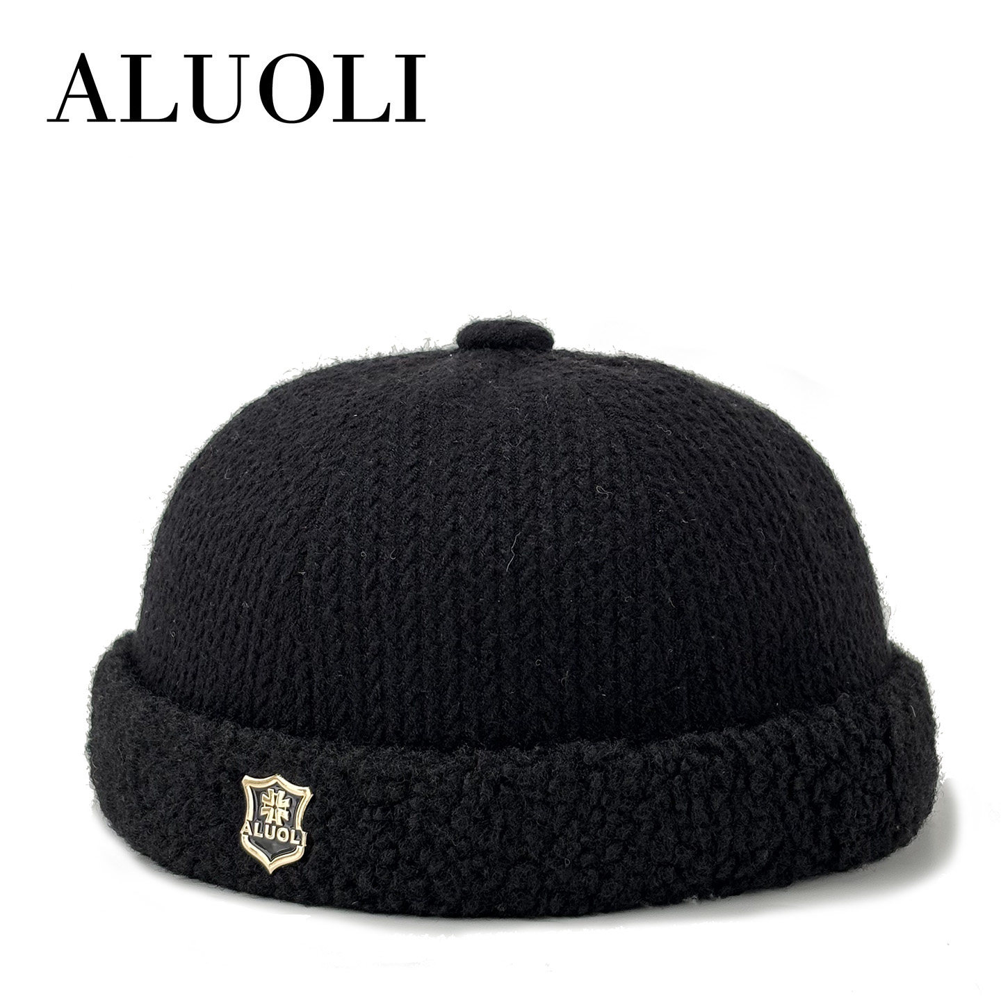 阿萝璃帽子男士品牌瓜皮帽男款雅痞风高端针织地主帽冬季加绒保暖