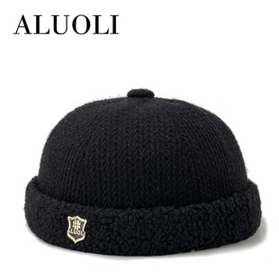 阿萝璃帽子男士品牌瓜皮帽男款雅痞风高端针织地主帽冬季加绒保暖