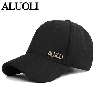 阿萝璃男士帽子冬季保暖毛呢棒球帽硬顶加厚中老年高端品牌鸭舌帽