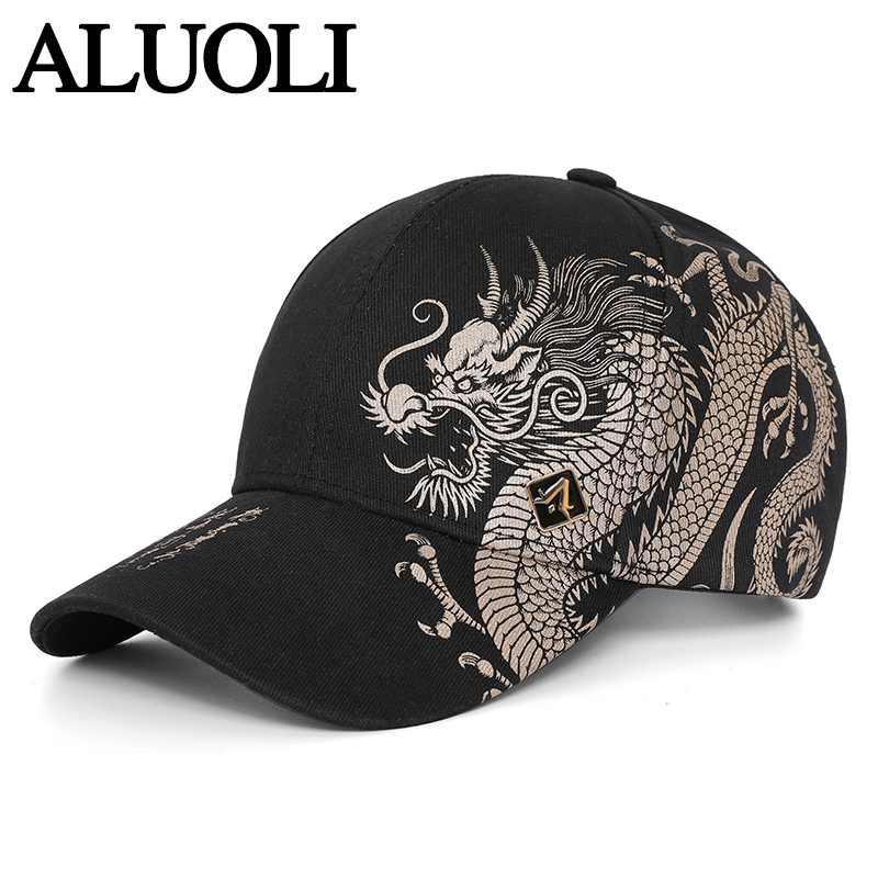 阿萝璃棒球帽中国风四季龙纹印花