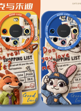 毛绒尼克朱迪情侣适用oppofindx9手机壳x8s+疯狂x7/x6ULTR动物城reno15/14pro/13/12狐狸poop兔11冬天10/0pp0