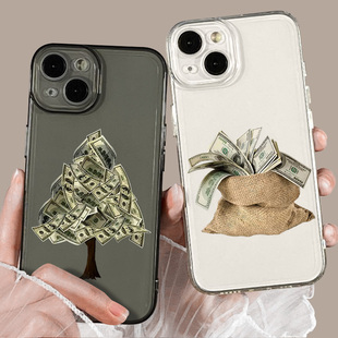 美元 xr暴富x发财8plus简约7p软 摇钱树适用苹果15Promax手机壳iPhone13趣味14情侣11小众12mini透明xs创意个性