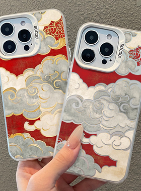 祥云适用vivox200手机壳x100s金边x90pro+彩银x80纹x70x60x50高级s20红色s19长辈s18喜庆s17中式s16/mini/s15