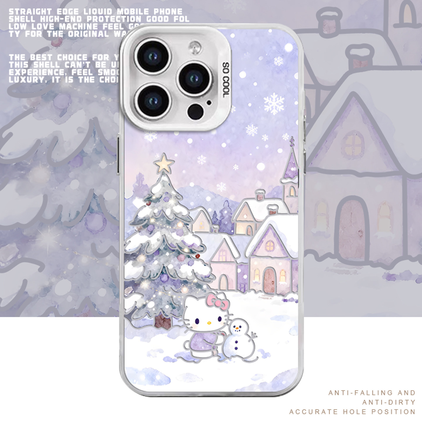 圣诞KT猫雪人彩银适用小米手机壳