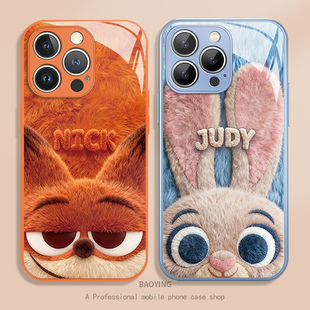 毛绒尼克朱迪适用iQOO15手机壳neo10Pro ace5至尊3v 情侣z9turbo一加13T疯狂12动物城11R狐7毛茸茸8橙色6女1