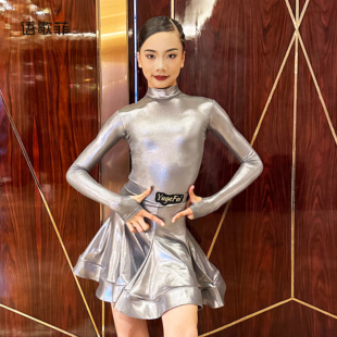 语歌菲拉丁舞服女儿童比赛规定服长袖大裙摆鱼骨裙国标专业演出服