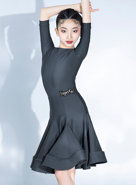 语歌菲拉丁舞服女童比赛规定服半袖夏季专业黑池少儿演出考级舞服
