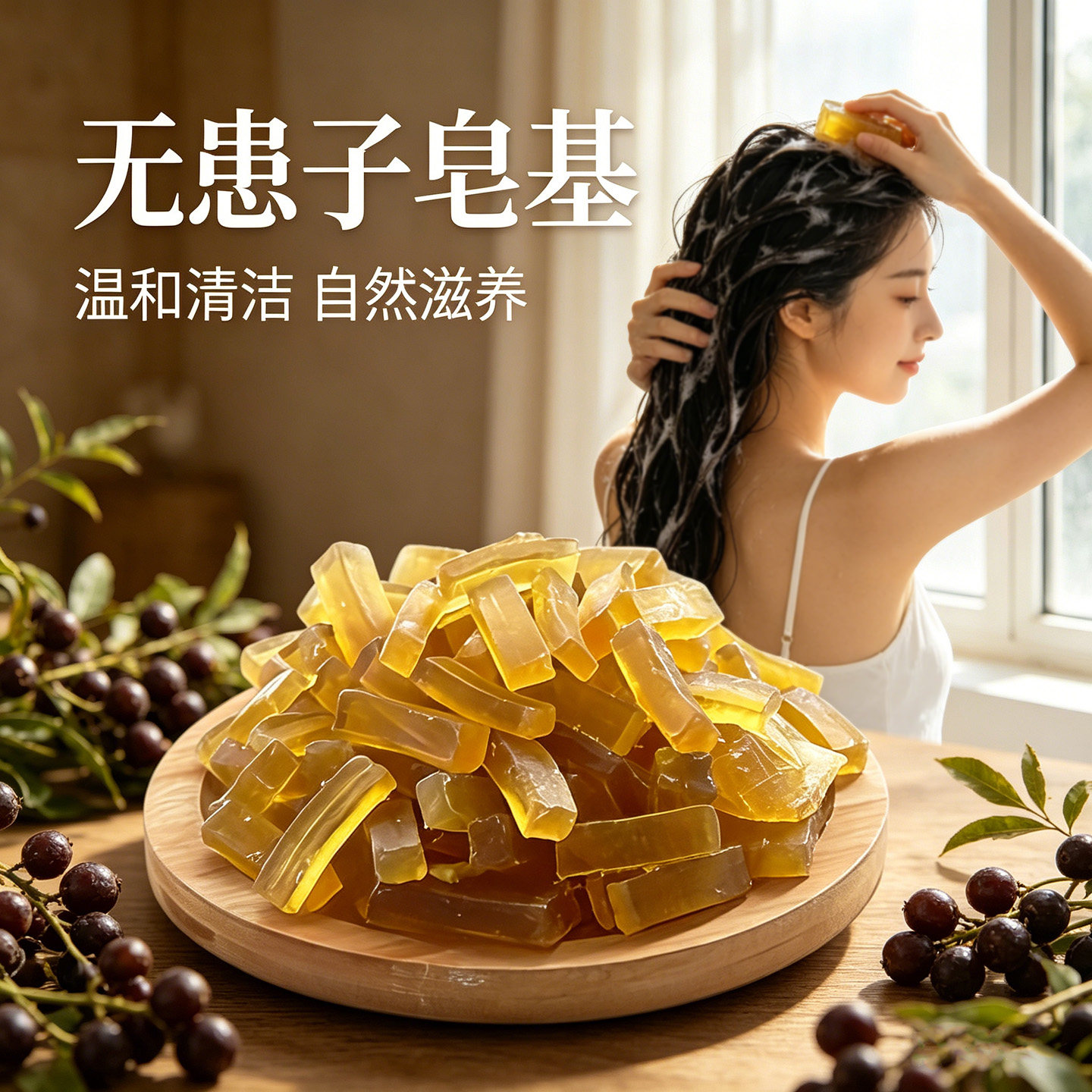 天然无患子配方植物椰子油甘油皂基DIY洗头清洁香肥皂手工皂原料