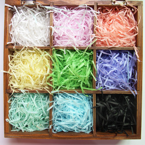 拉菲彩色碎纸丝喜糖盒diy扩香石