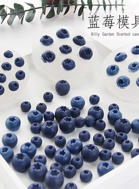 3D立体大小蓝莓翻糖硅胶摸具DIY香薰蜡烛仿真水果蛋糕装饰品模