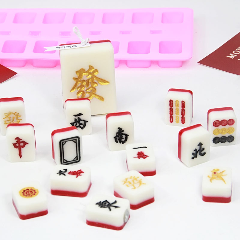 发财红中麻将diy十三幺骰子手工皂烘焙蛋糕巧克力香薰蜡烛硅胶模