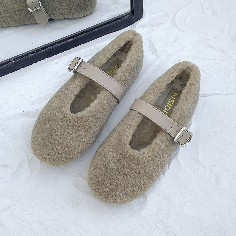 毛毛鞋女冬外穿加绒2025秋冬新款羊羔毛豆豆鞋保暖平底棉瓢鞋女鞋,女鞋,棉鞋,淘宝优惠券,粉丝福利购,淘宝优惠卷