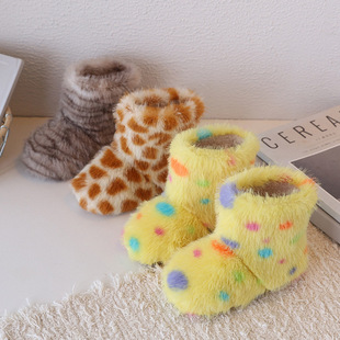 定制韩版儿童毛毛靴冬季外穿加绒保暖男童雪地靴可爱女童靴子