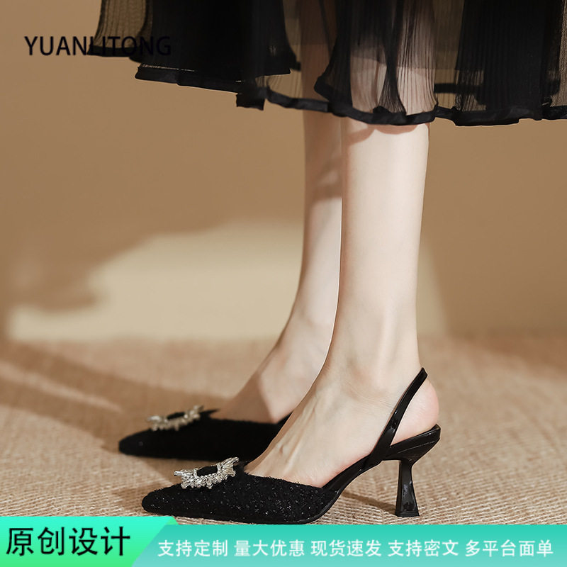 高跟鞋女细跟感春款女鞋子尖头凉鞋女时尚惠州女鞋2025春夏季