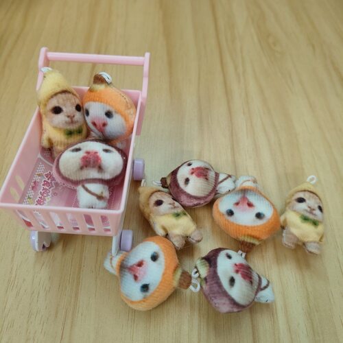 精致ins风可爱水果猫猫挂件3cm小鼻嘎猫猫成品