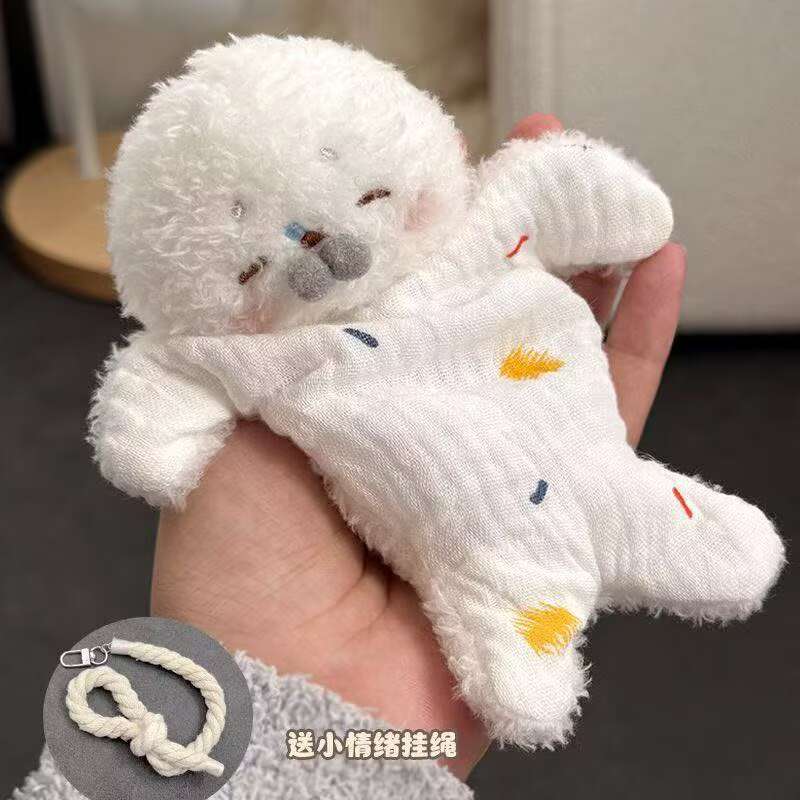 创意吊绳豆袋海豹毛绒玩具安抚搞怪减压公仔治愈捏捏带