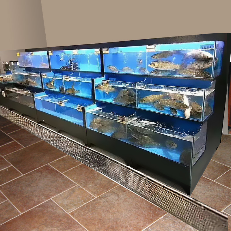 定制海鲜池商用饭店海鲜缸贝类池超市水产店卖鱼专用鱼缸移动式