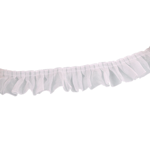 白色褶皱雪纺纱百褶蕾丝花边带DIY裙边礼服娃娃帽子裙边配饰辅料