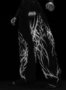 Breathedivinity宽松大印花棉长裤户外休闲阔腿卫裤训练篮球裤子