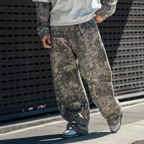 迷彩印花运动长裤美式潮牌跑步裤