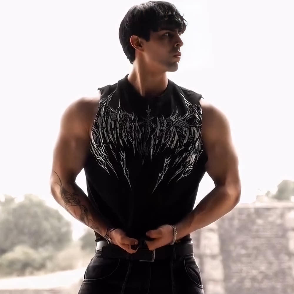 Breathedivinity宽松棉质男背心潮流大印花休闲坎肩运动篮球上衣