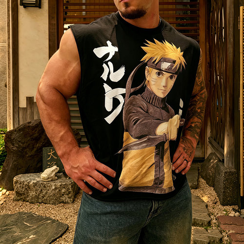 NARUTO宽松纯棉运动休闲男背心潮