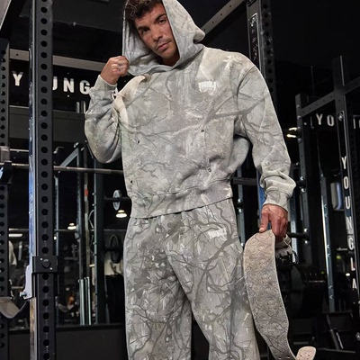 森林迷彩宽松健身套装休闲二件套