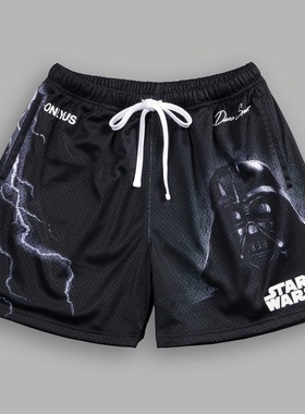 DARC SPORT夏季速干网眼短裤潮流个性印花百搭休闲五分裤举重裤子