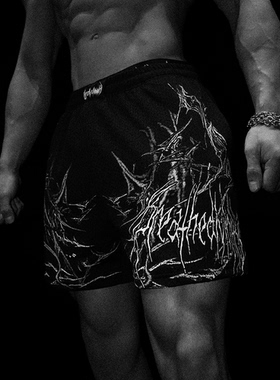 Breathedivinity速干宽松健身短裤潮流字母印花休闲沙滩五分裤薄