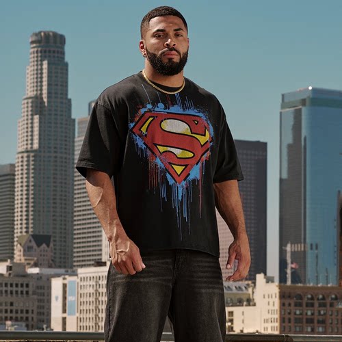 SUPERMAN全棉宽松跑步训练男t恤