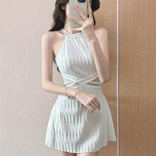 气质度假性感泳装 遮肚显瘦保守夏季 新款 连体泳衣女泡温泉裙式