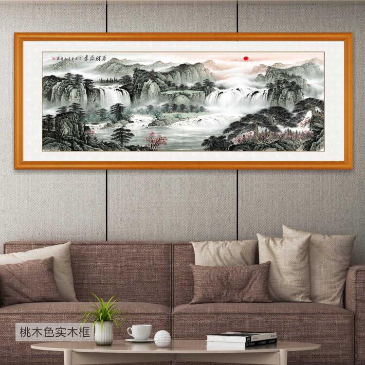 万财归宗国画办公室装饰风水靠山挂画山水客厅招财字画聚宝盆壁画