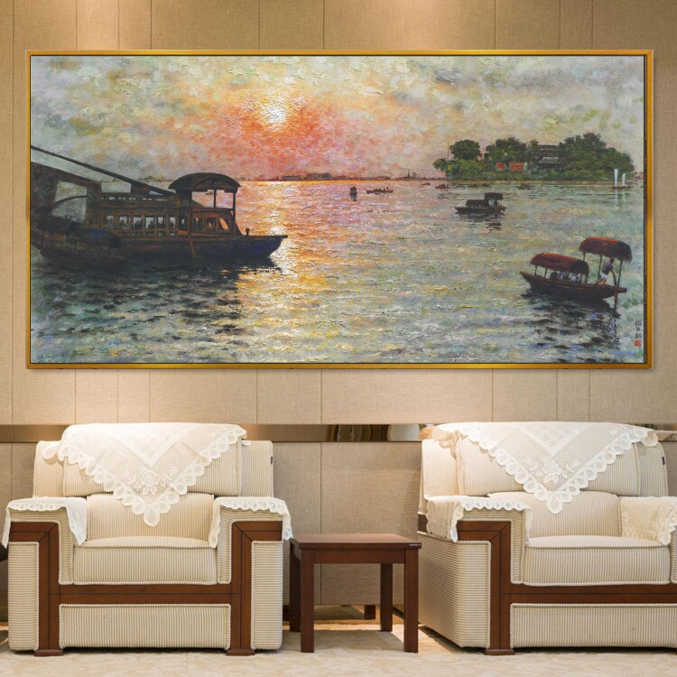 南湖红船红军长征革命抗日战争油画办公室装饰画展厅会议室壁画