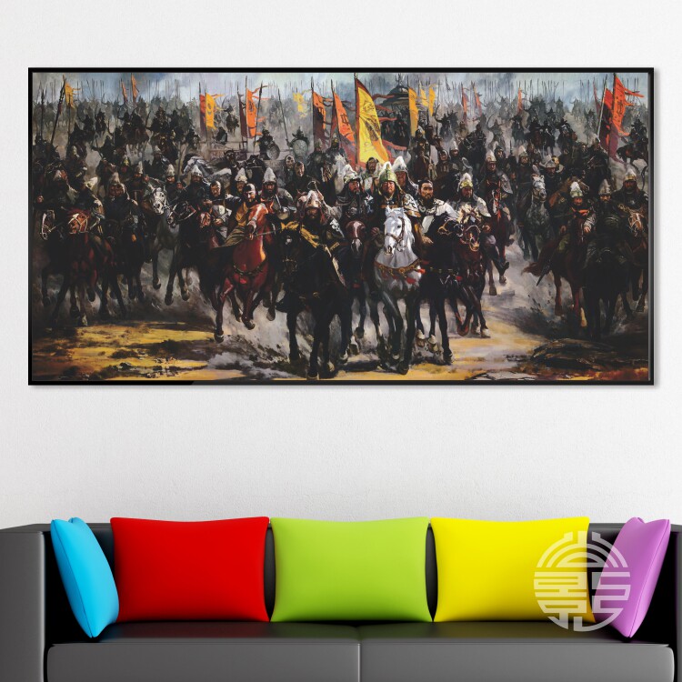 成吉思汗与蒙古铁骑油画办公室装饰画展厅会议室壁画走廊墙画W259